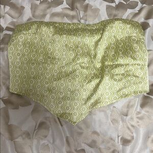 Green and White Strapless Top